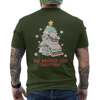 Book Tree Christmas Reading All Booked For Christmas Men's T-shirt Back Print - Thegiftio
