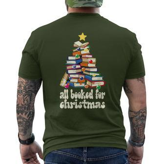 All Booked For Christmas Book Christmas Tree Men's T-shirt Back Print - Seseable