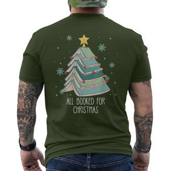 All Booked For Christmas Books Tree Reading Lover Xmas Men's T-shirt Back Print - Seseable