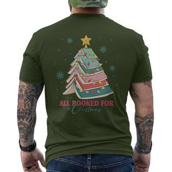 All Booked For Christmas For Librarian Bookworm Book Tree Men's T-shirt Back Print - Seseable