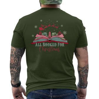 All Booked For Christmas Reindeer Sleigh Santa Bookworm Xmas Men's T-shirt Back Print - Seseable