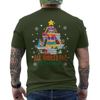 All Booked For Christmas Tree Books Librarian Bookworm Men's T-shirt Back Print - Seseable