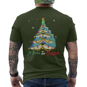 All Booked For Christmas Vintage Librarian Xmas Tree Light Men's T-shirt Back Print - Seseable