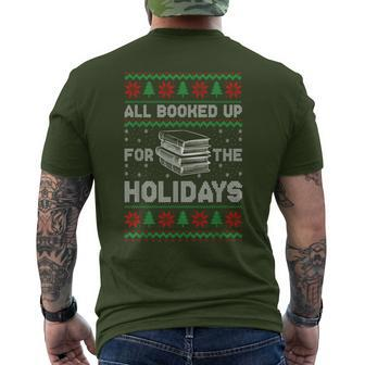 All Booked Up For The Holidays Christmas Book Reading Lover Men's T-shirt Back Print - Thegiftio UK