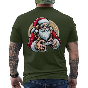 Boys Christmas Video Game Santa Gamer Xmas Men's T-shirt Back Print - Monsterry AU