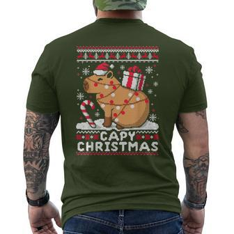 Capy Ugly Christmas Sweater Capybara Lover Christmas Men's T-shirt Back Print | Mazezy