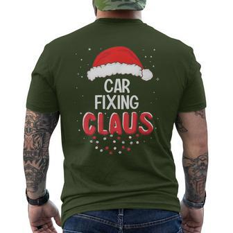 Car Fixing Santa Claus Christmas Matching Costume Men's T-shirt Back Print - Monsterry