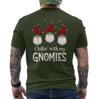 Chillin' With My Gnomies Buffalo Red Plaid Christmas Gnome Men's T-shirt Back Print - Monsterry DE