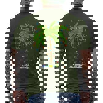 Christmas Beach Palm Tree With Xmas Lights Tropical Santa Men's T-shirt Back Print - Thegiftio