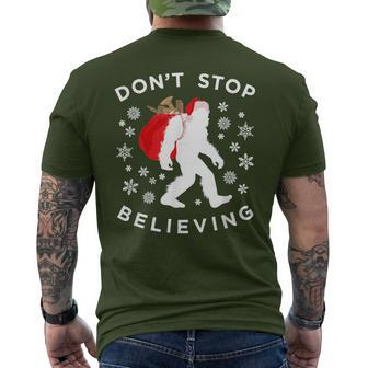 Christmas Bigfoot Dont Stop Believing Sasquatch Men's T-shirt Back Print - Monsterry DE