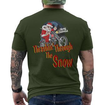 Christmas Biker Santa Motorcycle Thrashin' Through The Snow Men's T-shirt Back Print - Monsterry UK