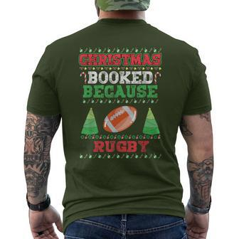 Christmas Booked Because Rugby Sport Lover Xmas Men's T-shirt Back Print - Seseable