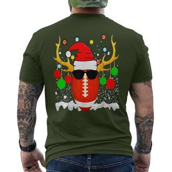 Christmas Football Santa Hat Sports Xmas Team Lovers Holiday Men's T-shirt Back Print - Seseable