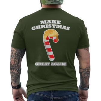 Make Christmas Great Again Holiday Candy Cane Trump Hair Men's T-shirt Back Print - Monsterry