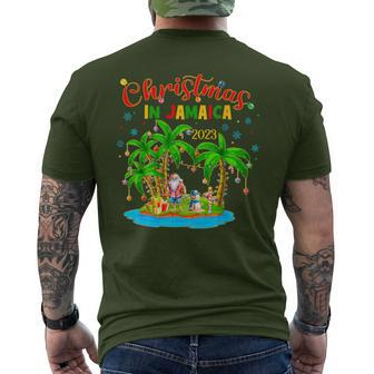 Christmas In Jamaica Santa Family Tropical Vacation Men's T-shirt Back Print | Mazezy