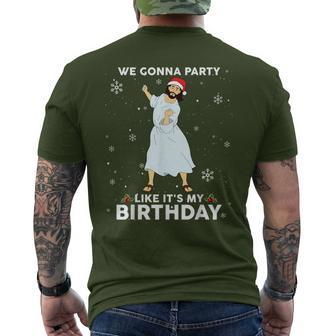 Christmas Jesus Dancing We Gonna Party Like It's My Birthday Men's T-shirt Back Print - Monsterry CA