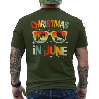 Christmas In June Sunglasses Summer Vacation Xmas Men's T-shirt Back Print - Monsterry