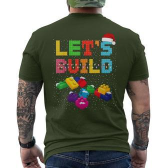 Christmas Let's Build Master Builder Block Brick Building Men's T-shirt Back Print - Seseable