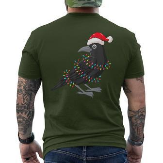 Christmas Lights Crow Wearing Xmas Hat Crow Lover Men's T-shirt Back Print - Monsterry UK