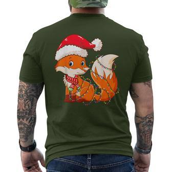 Christmas Lights Fox Wearing Xmas Hat Cute Fox Lover Men's T-shirt Back Print - Monsterry UK
