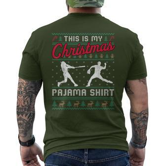 This Is My Christmas Pajama Baseball Ugly Sweater Men's T-shirt Back Print - Monsterry