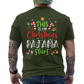 This Is My Christmas Pajama Matching Family Pajamas Men's T-shirt Back Print | Mazezy