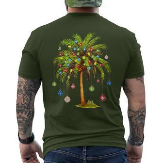 Christmas Palm Tree Light Hawaiian Tropical Xmas Men's T-shirt Back Print | Mazezy