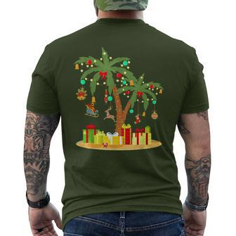 Christmas Palm Tree Tropical Xmas Coconut Matching Family Men's T-shirt Back Print - Seseable
