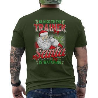 Christmas Personal Trainer Gym Workout Exercise Santa Claus Men's T-shirt Back Print - Monsterry