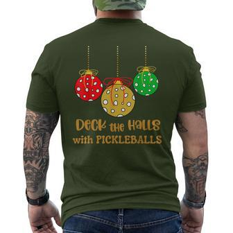Christmas Pickleball Deck The Halls With Pickleballs Men's T-shirt Back Print - Thegiftio UK