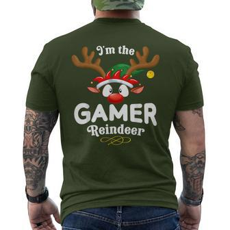 Christmas Pjs Gamer Xmas Reindeer Matching Men's T-shirt Back Print - Thegiftio UK