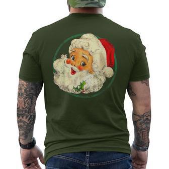 Christmas Santa Claus Face Old Fashioned Men's T-shirt Back Print - Monsterry