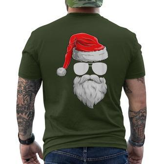Christmas Santa Claus Face Sunglasses With Hat Beard Men's T-shirt Back Print - Monsterry