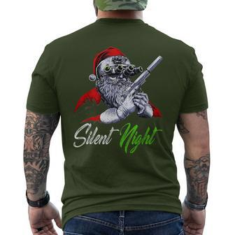 Christmas Santa Claus Guns Silent Night Santa Xmas Matching Men's T-shirt Back Print - Monsterry