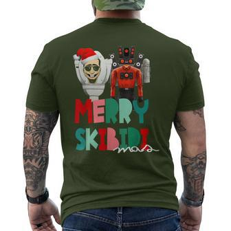 Christmas Santa Skibidi Toilet Cameraman Speakerman Tvman Men's T-shirt Back Print - Seseable