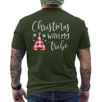 Christmas With My Tribe Family Pajamas Buffalo Plaid Men's T-shirt Back Print - Monsterry