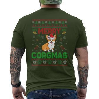 Corgi Christmas Sweater Cool Merry Corgmas Xmas Men's T-shirt Back Print - Monsterry UK