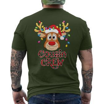 Cousin Crew Christmas Santa Hat Reindeer Buffalo Plaid Red Men's T-shirt Back Print | Mazezy