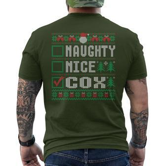 Cox Family Name Xmas Naughty Nice Cox Christmas List Men's T-shirt Back Print - Seseable