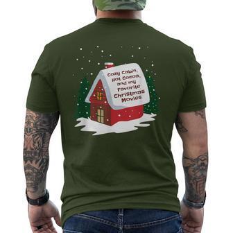 Cozy Cabin Hot Cocoa And My Favorite Christmas Movie Men's T-shirt Back Print - Monsterry UK
