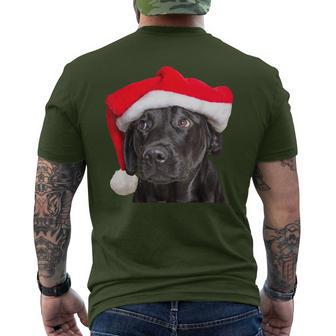 Cute Black Lab Santa Hat Christmas Dog Labrador Retriever Men's T-shirt Back Print - Monsterry DE