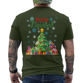Cute Feliz Navidad Christmas Tree Men's T-shirt Back Print - Monsterry UK