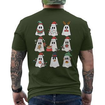 Cute Ghost Spooky Christmas Santa Hat Family Pajama Men's T-shirt Back Print | Mazezy