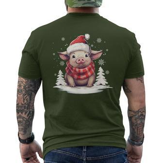 Cute Pig With Christmas Santa Hat Farmer Winter Vibe Pig Men's T-shirt Back Print - Thegiftio UK