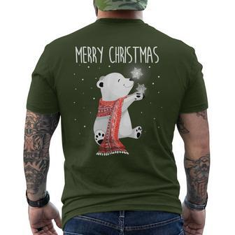 Cute Polar Bear Scarf Merry Christmas Xmas Holidays Men's T-shirt Back Print | Mazezy DE