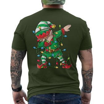 Dabbing Elf Christmas Tree Lights Xmas Family Matching Boys Men's T-shirt Back Print - Monsterry UK