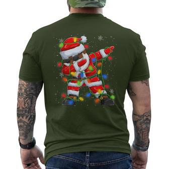 Dabbing Santa Black African American Christmas Tree Lights Men's T-shirt Back Print - Monsterry UK