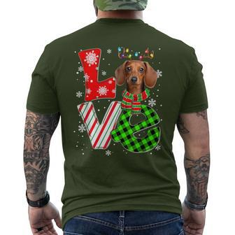 Dachshund Christmas Tree Lights Santa Dog Xmas Men's T-shirt Back Print | Mazezy