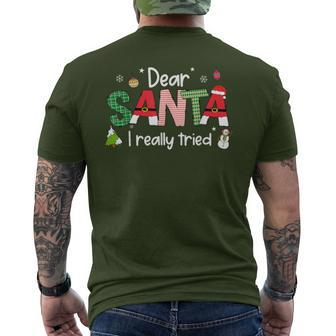 Dear Santa I Really Tried Christmas Lights Family Matching Men's T-shirt Back Print - Seseable