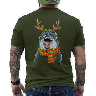 Dolphin Reindeer Christmas Xmas Animal Dolphin Lover Men's T-shirt Back Print - Monsterry